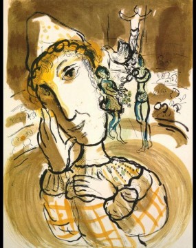 El circo con el payaso amarillo contemporáneo de Marc Chagall Pinturas al óleo